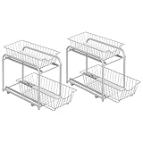 SONGMICS Küchen-Organizer 2er Set, Küchenregal, Ordnungssystem, jeweils 2 Ebenen, stapelbar, erweiterbar, mit Metallkörben, für Küche, Badezimmer, Taubengrau KCS017E02V1