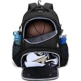 DSLEAF Basketball Rucksack, Fußball Rucksack mit Ballfach & Schuhfach für Basketball, Fußball, Volleyball