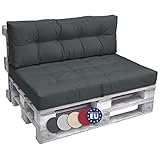 Beautissu Palettenkissen Outdoor Rückenkissen 120x40 cm – Auflagen für Paletten Europaletten Palettensofa Palettenmöbel Balkon Palettenpolster Garten Lounge Kissen Outdoor Graphitgrau – Elements