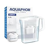 AQUAPHOR Compact | Wasserfilter Kanne inkl.1 Maxfor+ Kartusche | 2,4l weiß | Ideal für die Kühlschranktür & kleine Küchen