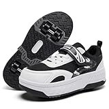 YINGCSM Schuhe mit Rollen für Jungen Mädchen, Kinder Rollschuhe, 2-in-1 Roller Schuhe Turnschuhe Skateboardschuhe