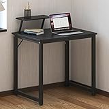 SogesHome Computertisch 80 cm Schreibtisch Arbeitstisch mit Speicherplatine Bürotisch für PC und Laptop aus Holz und Metall