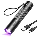 GEARLITE Wiederaufladbar LED UV Schwarzlicht Taschenlampe, Leicht Mini UV Lampe Ultraviolettes Licht mit 395nm Robust Wasserfest für Bernsteinsuche Geocaching Heimtierurindetektoren Unechte Banknoten