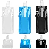 3 Stück 500ml Faltbare Trinkflasche,Faltbare Wasserflaschen,Trinkflaschen Faltbar,Tragbarer Zusammenklappbare Wassersack,Flexibl Zusammenklappbare Wasserflasch,Wiederverwendbare Trinkflasche Faltbar