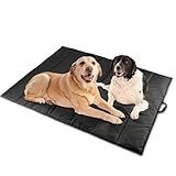 FHTONGE Hundedecke für Unterwegs, 120×70 cm Wasserdicht Hundematte Waschbar Hundekissen für Mittelgroße & Grosse Hunde, Faltbare Reisedecke Hund Camping Veranda Terrasse Outdoor Indoor(Schwarz)
