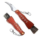 XULEGGNK Pilzmesser Mit Bürste, 21cm schwammerlmesser für Pilzsammler, Pilz Taschenmesser Aus Rostfreiem Edelstahl, Schwammerlmesser mit Pinsel, Pilzmesser Mit Skala, Geschenk für Pilzsammler
