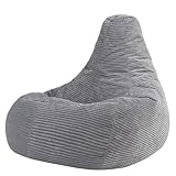 Icon Dalton XXL Sitzsack Cord, Grau, Gaming Sitzsack Erwachsene mit Füllung, Bean Bag, Cord Sessel, Lounge Sessel, Lounge Stuhl, Schlafzimmer, Wohnzimmer, Wohnzimmer Möbel