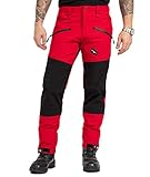 Rock Creek Herren Softshell Hose Cargohose Outdoorhose Wanderhose Herrenhose Wasserdicht Skihose Arbeitshose Winterhose Trekkinghose H-245 Rot S