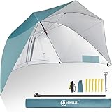 HOMECALL Strandschirm mit Fenster und Windschutz - UV-beständiges Polyester - Blau
