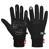 Cevapro Fahrradhandschuhe Warme Winterhandschuhe Wasserdichte Touchscreenhandschuhe Winddichte Laufhandschuhe Rutschfeste, Schwarz, L