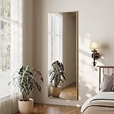 Koonmi Ganzkörperspiegel, 41x127cm Wandspiegel, Hängespiegel mit Rahmen aus Aluminiumlegierung für Garderobe und Schlafzimmer, Gold