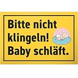 DankeDir! Bitte nicht Klingeln Baby schläft - 30 x 20 cm Schild - Kollegen Freunde Geschenk Junge Eltern Geschenkidee Deko - Hinweisschild Hinweis Neugeborenes Spruchschild Türschild