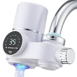 HOMELODY Wasserfilter Trinkwasser, Wasserfilter Wasserhahn mit LED Anzeige, entfernt Chlor, Schwermetalle und schlechten Geschmack, Kalkfilter Wasserhahn mit Blaulicht für Küche(Inkl. Filter*1)