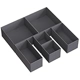 SONGMICS Aufbewahrungsbox für Schublade, 6er Set, Schubladen Organizer, Faltbox, Unterwäsche Organizer, Stoffbox für Socken, Unterwäsche, BHS, Krawatten und Schals, schiefergrau RDZ06G