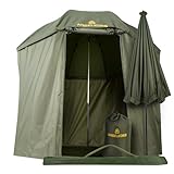 Angelkorb Angelschirm mit Seitenwand 2,50 m – Angel Sonnenschirm & Schirmzelt, wasserabweisend, Moskitoschutz, 45° neigbar – Karpfenzelt für Camping & Outdoor