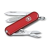 Victorinox Schweizer Taschenmesser, Klein, Classic SD, Multitool, Swiss Army Knife, Geschenk, 7 Funktionen, Klinge, Nagelfeile, Rot