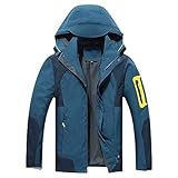 Winddichte Jacke für Herren UK – leichter Bergsteigermantel, mehrere Taschen, Outdoor-Kletterjacke, lässig, winddicht, bequem, Windbreaker-Jacke mit Reißverschlusstaschen, blau, 3XL