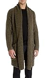 Runcati Herren-Strickjacke, langer Schalkragen, Pullover, Herbst, Winter, Grobstrickjacke, vorne offen, grün, X-Large