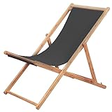 KLYEON Strandstuhl Klappbar Stoff und Massivholz Grau,Verstellbarer Holzstrandstuhl Für optimalen Komfort im Garten, auf der Terrasse und beim Camping Terrassen Sitzmöbel, Gartenmöbel & Zubehör