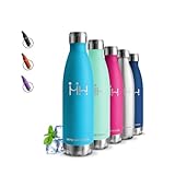 Grsta Trinkflasche Edelstahl - 500ml- Thermosflasche, Trinkflasche mit Strohhalm, BPA-Frei, Trinkflasche Auslaufsicher, Doppelwandige Vakuumisolierte, Trinkflasche Metall, für Schule, Reisen, Büro