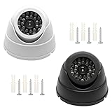 DAWRIS 2 Stück Kamera Attrappe Videoüberwachung - Dome Überwachungskamera mit LED Blinklicht, Fake Kamera für Innenräume – Realistische Sicherheitskamera zur Abschreckung im Büro, Lager, Geschäft