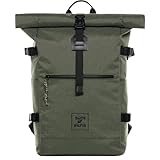 Rucksack Kane Roll-Top Kurierrucksack XL groß - PET recycelt, wasserabweisend - Wander-Rucksack Laptop-Fach 15 Zoll Olive-grün