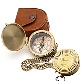 SonKo® Kompass antik Optik Sonnenuhr Kompass personalisiert – nautischer funktionsfähige Maritime Deko aus Messing inkl. Etui und Gebrauchsanweisung. Konfirmation Geschenk Kommunion