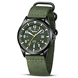 HANPOSH Herren Uhr Uhren Herren Militär Uhr Armbanduhr 12/24 Stunden Tactical Armee Uhren 3ATM Wasserdicht Männer Outdoor Sport Quarzuhr mit Datum