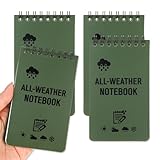 AHQiZFX 4 Stück Wasserdichte Notizblock,3 X 5 Zoll Pocket Notizbuch,Spirale Notizblock,Mini-Spiral-Notizbücher,Taschennotizblock,Allwetter-Notizblöcke mit Raster,für Aktivitäten im Freien Aufnahmen