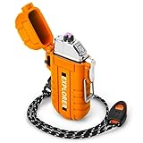 Wasserdicht & Winddicht Feuerzeug Elektrisch für Outdoor Survival Ausrüstung, Professionelle Type-C Wiederaufladbares Feuerzeug, Dual Arc Feuerzeuge Kits für Camping Wandern überlebensausrüstung