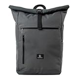 Nouvari Rolltop Rucksack Damen und Herren Grau/Anthrazit Wasserabweisender Tagesrucksack mit 17' Laptopfach für Uni Arbeit Freizeit Reiserucksack Groß Wanderrucksack 30l Fahrradrucksack