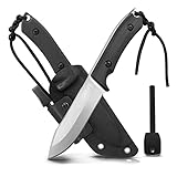 GREIFS® Outdoor-Messer aus D2 Stahl mit Kydex Holster und Feuerstahl, edles Survival Messer für die Bushcraft Ausrüstung, Jagdmesser, Schnitzmesser, Fahrtenmesser (Milan/Silber-Schwarz)