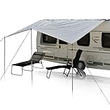 yourGEAR Wohnwagen Sonnensegel Caravan Tarp 4 x 2,4 m Sonnendach inkl. Aufstellstangen UV 50+ Schutz wasserdicht 5000 mm - Doppelkeder 7 mm und 5 mm