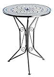 Kobolo Gartentisch Mediterran mit Platte in Mosaikoptik - Höhe 68 cm Durchmesser 55 cm