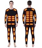 XQIDa durable Beheizte Thermal beheizbare Unterwäsche Set Herren,USB 42 Zonen intelligentes beheiztes Thermoober Tops & Bottoms Sets,Warm Ski Underwear & Schwarz/L