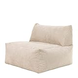 Icon Tetra Liegesessel Sitzsack, Modulares Bodensofa, Feines Cord Sitzsack Sofa, Beige, großer Sitzsack für Erwachsene mit Füllung