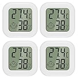 PAIRIER 4 Stück luftfeuchtigkeitsmesser Thermometer Innen Mini LCD Digital Thermometer Hygrometer Gauge für Babyzimmer Seniorenzimmer Arbeitszimmer Weinkeller usw