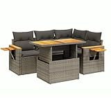 vidaXL Garten Sofagarnitur mit Kissen 5-TLG., Gartenmöbel Gartengarnitur, Sitzgruppe Sitzgarnitur, Lounge Sofa Garnitur Terrasse, Grau Poly Rattan