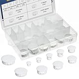 JTAREA 10Größen Nylon-Kunststoff Lochstopfen Sortiment Kit 6mm 8mm 10mm 13mm 16mm 19mm 22mm 25mm 28mm 30mm Abdeckkappen für Bohrlöcher Blindstopfen Weiß Bohrloch Abdeckkappen für Möbel Schränke