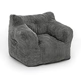 Pamapic Sitzsack, Sitzsack Erwachsene mit Füllung, Bean Bag Chair mit Tragbarem Griff, Modernes Ergonomisches Bean Bag, Indoor Sitzsäcke Stuhl für Wohnzimmer, Schlafzimmer, Spielzimmer, Grau