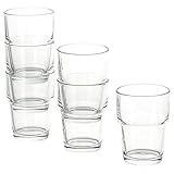 IKEA REKO, Klarglas-6-er Set-Stapelbar-170 ml-9 cm hoch-Spülmaschinenfest, Glas, Transparant, 6 Stück (1er Pack), 6