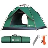 Sadodo Familien Camping Pop-up-Zelt, 3-4 Personen Wasserdicht,3-4 Mann-Zelte,Wurfzelte,Schnellaufbau Zelt,Campingzelt für Camping mit Anti-Moskito Insekten Kuppelzelte Tents (Grün)