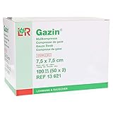 Gazin, 7,5 cm x 7,5 cm steril 8fach 50x2 300g, Weiss, 100 stück
