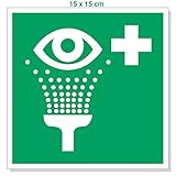 Aufkleber Augenspüleinrichtung 15x15, Zeichen Augendusche/Augenspülung/Notdusche Grün