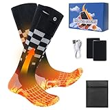 Olycism Beheizbare Socken 8500mAh Akku Wiederaufladbare elektrische Beheizte Socken für Damen und Herren 4 Temperatureinstellungen Outdoor-Reiten Camping Wandern Skifahren Warme Größe L