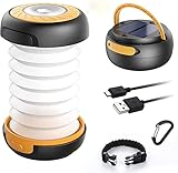 GlobaLink LED Campinglampe Faltbare Solar Camping Laterne Energienbank mit 2 Lademethoden (Solar/USB) und 3 Lichtmodi für Camping, Angeln, Notfall -inkl. Survival Armband mit Pfeife(Gelb)