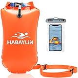 Habaylin Schwimmboje - 20L Orange, Boje Schwimmen für Erwachsene und Kinder, Trockensack Gute Sicherheit beim aufblasbar für Open Water und Triathlon