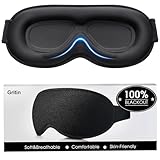 Gritin 3D Schlafmaske für Seitenschläfer, Upgrade Atmungsaktive Schlafbrille mit Verstellbar Gummiband, Lichtblockierend, Bequem & Ergonomisch Augenmaske für Männer und Frauen, 2 Paar Ohrstöpseln