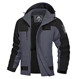 Generisch Winterjacke Herren Jacke Blousonjacke Warme Kletterjacke für Männer, farblich passende Skijacke mit Kapuze, Winddicht, Taschen, multifunktional, für Paare (Dark Gray, XXXXXL)