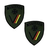 2 St. Bundeswehr Veteran Patch Gestickt mit Klett,Militär Aufnäher Army VETERAN Taktische Morale Patch Deutsche Bundeswehr Veteran Schild Abzeichen Patch für Unterstützung Veteran - 7 x 9 cm